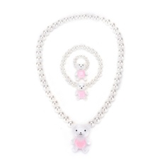 Kalung Manik Putri Anak Gadis Bayi & Gelang & Ring Set Perhiasan Hadiah-Intl