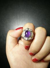 Cincin Batu Akik Kecubung Ungu Kalimantan/ Natural Amethyst