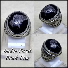 CINCIN BATU AKIK NATURAL BADAR PERAK STAR HITAM ELEGAN MURAH BOS !!!