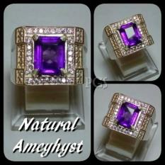 CINCIN BATU AKIK PERMATA NATURAL KECUBUNG AMETHIS RING ALPAKA SUPER MEWAH GLAMOUR INDAH MEMPESONA TERMURAH !!!