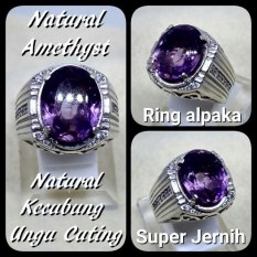 CINCIN BATU AKIK PERMATA NATURAL KECUBUNG UNGU AMETHYST - AMETHIS BIG SIZE RING ALPAKA SUPER MEWAH GLAMOUR INDAH MEMPESONA TERMURAH KWALITAS MANTAP !!!