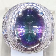 CINCIN BATU AKIK PERMATA NATURAL MYSTIC RAINBOW QUARTZ RING ALPAKA SUPER MURAH