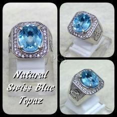 CINCIN BATU AKIK PERMATA NATURAL SWISS BLUE TOPAZ LONDON RING ALPAKA SUPER MEWAH GLAMOUR INDAH MEMPESONA PASTI MURAH MANTAP BOSS !!!
