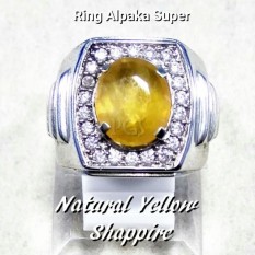 CINCIN BATU AKIK PERMATA NATURAL YELLOW SHAPPIRE CORUNDUM RING ALPAKA SUPER MEWAH GLAMOUR INDAH MEMPESONA PASTI MURAH