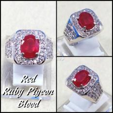 CINCIN BATU AKIK PERMATA RUBY RED BLOOD PIGEON RING ALPAKA SUPER MEWAH GLAMOUR INDAH MEMPESONA PASTI MURAH