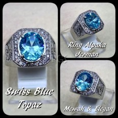 CINCIN BATU PERMATA BLUE TOPAZ SWISS FULL CUTTING SUPER MEWAH SIAP PAKAI !!!