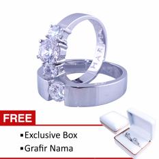 Cincin Couple Perak Tunangan dan Nikah CK-19 Permata American Diamonds Exlusive