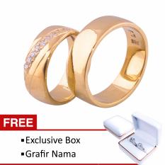 Cincin Couple Perak Tunangan dan Nikah SN-21 Lapis Emas