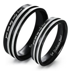 cincin couple titanium anti karat dan hitam - 10