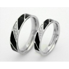 cincin couple titanium anti karat dan hitam - 4