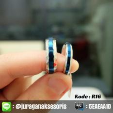 Cincin Couple Titanium Blue Line + Ukir Nama + Box Cincin - Dgvcd1