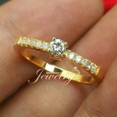 Cincin Emas 18K Berlian Eropa Asli Putih Tunangan Pernikahan Murah Zc1 - Y1eh3q