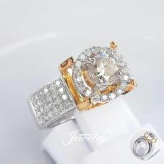 Cincin Emas 18K Tunangan Mewah Berlian Gold Natural Diamond Asli Eropa Putih Pernikahan Kawin Murah