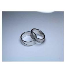 Cincin emas putih 18k AuAg sepasang