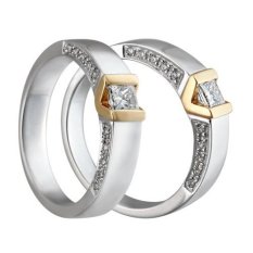 Cincin Kawin Cincin Tunangan Palladium 55% ( Silver - Gold ) - 0993