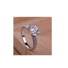 cincin nikah wanita model solitaire bahan emas putih 18k AuAg