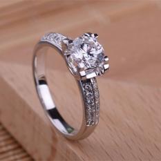 cincin pernikahan untuk wanita model solitaire bahan emas putih 9k
