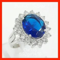 Cincin Sapphire Tr Lady Diana Kate Middleton Cw136 Perak 925 - Xnjibb