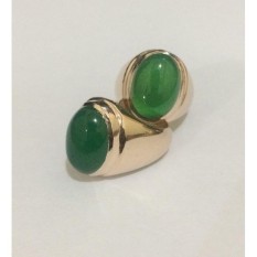 Cincin Titanium Tanam Gold Batu Hijau Garut Size Kantoran HQ