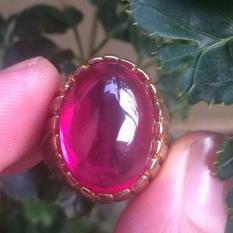 Cincin Titanium Tanam Zebra Batu Merah Delima Medium Size HQ