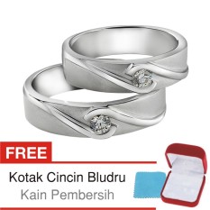 Cincin Tunangan Couple Perak Lapis Rhodium - Doff DK.15 - Silver Exclusive