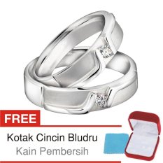 Cincin Tunangan Couple Perak Lapis Rhodium - Doff DK.20 - Silver Exclusive
