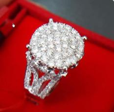 Cincin Tunangan Emas 18K Berlian Asli Putih Kawin Pernikahan Sl036