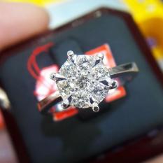Cincin Tunangan Emas 18K Berlian Asli Putih Kawin Pernikahan Sl062