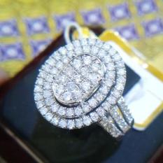 Cincin Tunangan Emas 18K Berlian Asli Putih Kawin Pernikahan Sl067