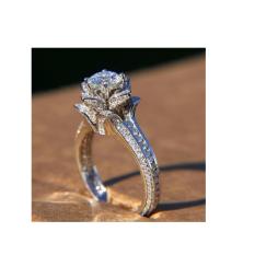 cincin wanita model solitaire bahan emas putih 9k
