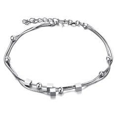 City Fashion Perhiasan Baru Harga Grosir Dipersonalisasi Platinum Berlapis Bola Kecil dan Cube Gelang Kaki untuk Wanita/wanita/gadis DZ202-Intl