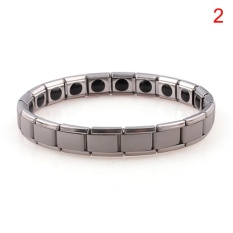 Klasik Titanium Steel Gelang Peregangan Elastis untuk Pria Wanita Energi Kesehatan Bangle Silver 19 Cm-Intl