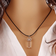 Clear Natural Batu Batu Bullet Pendant Kalung Crystal QUARTZ Chain Perhiasan-Intl