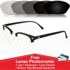 Clubmaster Frame Kacamata Photocromic / Photogrey / Fotogrey Minus Anti Radiasi Komputer Berubah Warna
