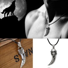 Cocotina Keren Remaja Punk Pria Stainless Steel Dominan Bentuk Liontin Kalung Gigi Serigala