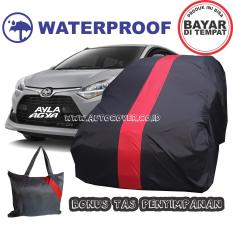 COD - Sarung Bodi Mobil Agya / Ayla Cover Body Waterproof Anti Air Selimut Penutup Pelindung List Merah