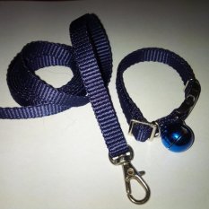 Collar/Kalung uk S + Leash Biru Dongker untuk Kucing, Kelinci, Musang, Puppy Small breed