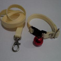 Collar/Kalung uk S + Leash Kuning Gading untuk Kucing, Kelinci, Musang, Puppy Small breed