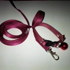 Collar/Kalung uk S + Leash Merah Maroon untuk Kucing, Kelinci, Musang, Puppy Small breed