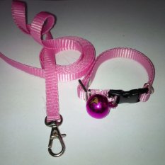 Collar/Kalung uk S + Leash Pink Muda untuk Kucing, Kelinci, Musang, Puppy Small breed