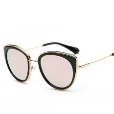 Warna FLM Pria dan Women Sunglasses Retro Trend Cat Eye Sunglasses Multi Warna Kacamata (pink)-Intl