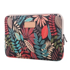 Pola Daun Berwarna Canvas Protective Case Pouch Bag untuk Apple MacBook Pro Air Acer Asus Dell IPad Lenovo Permukaan Universal 15 Inch Laptop Lengan Warna C-Intl