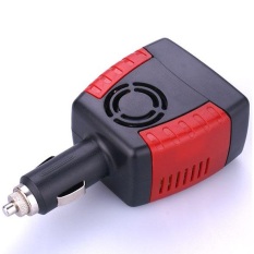 Compact Power Car Inverter 150W 220V AC EU Plug and 5V USB Charger - Hitam/Merah