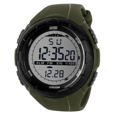 Keren Tahan Air Bersinar Dalam Gelap LED Pergelangan Tangan Digital Gelang Jam Pria Sport Hijau