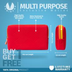 Cosmetic Pouch Long Champ / Tas Kosmetik / Tempat Make Up / Dompet YK Motif Zigzag - Merah Tua