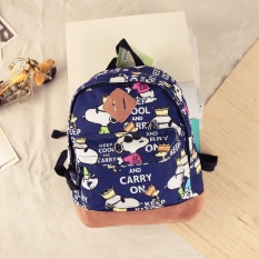 Cotton Canvas Kids Backpack Snoopy Kartun Dicetak Bayi TK Schoolbag Cute Keluar Travel Casual Shoulder Bags untuk 3-6 Tahun Anak-Intl