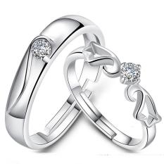Couple Rings Jewellry 925 Silver Adjustable Lovers Ring Jewelry E005 - intl
