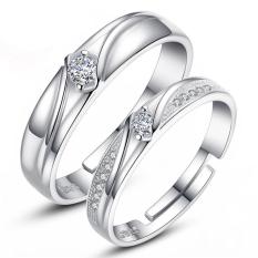 Pasangan Cincin Jewellry 925 Perak Adjustable Pecinta Cincin Perhiasan E018-Intl