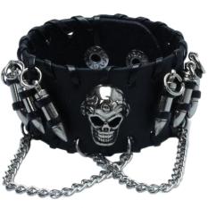 Tengkorak Sapi Peluru Rantai Kalung Pria Remaja Punk Rock Gelang