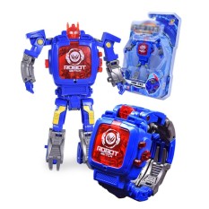 Manual Kreatif Transformasi Robot Mainan Anak-anak Elektronik Watch Pengembangan Kecerdasan Cacat Robot Mainan Gaya: Blue Square Tutup-Internasional